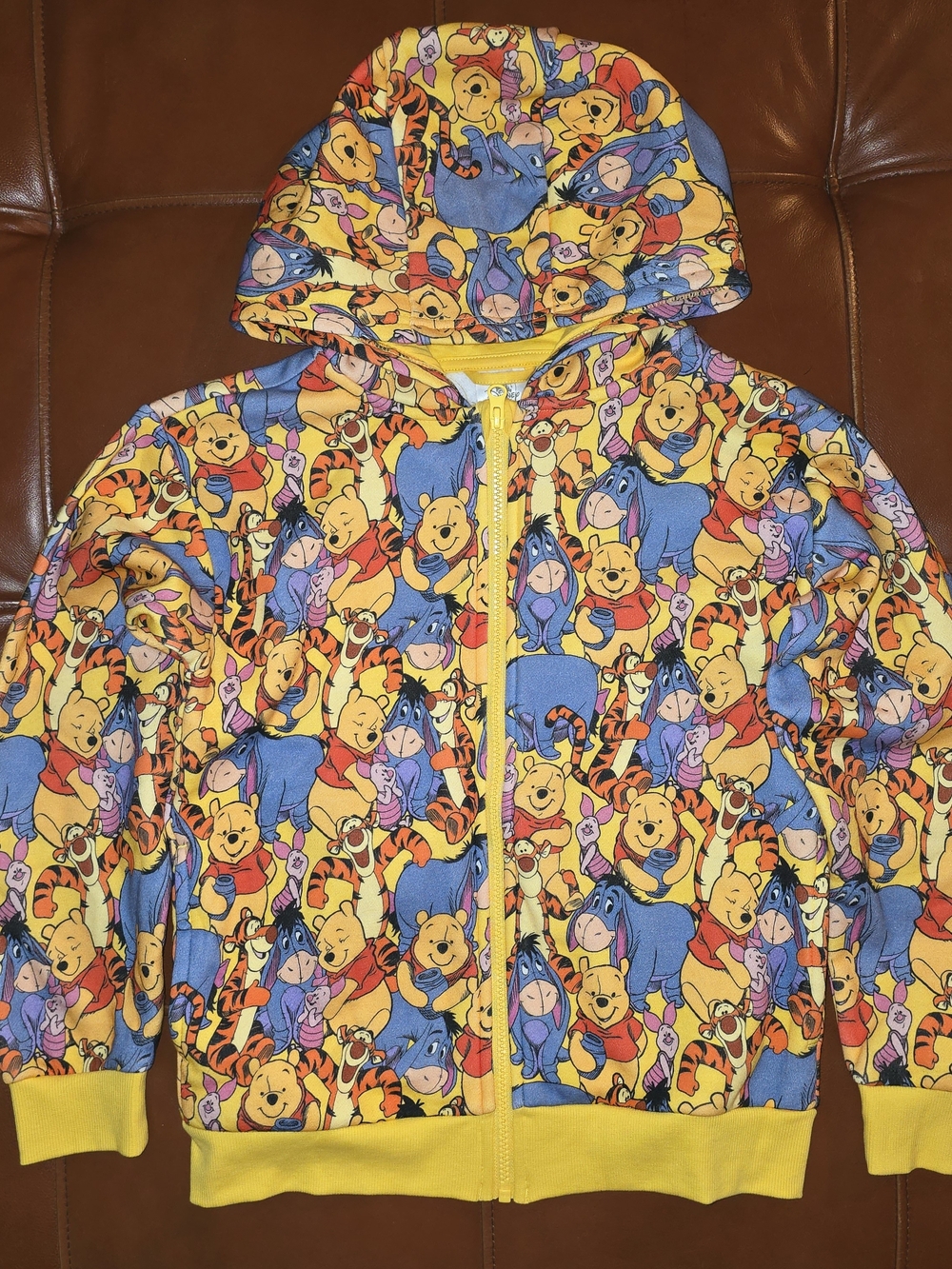 Kids Disney Yellow Winnie the Pooh Character Zip-Up Hoodie